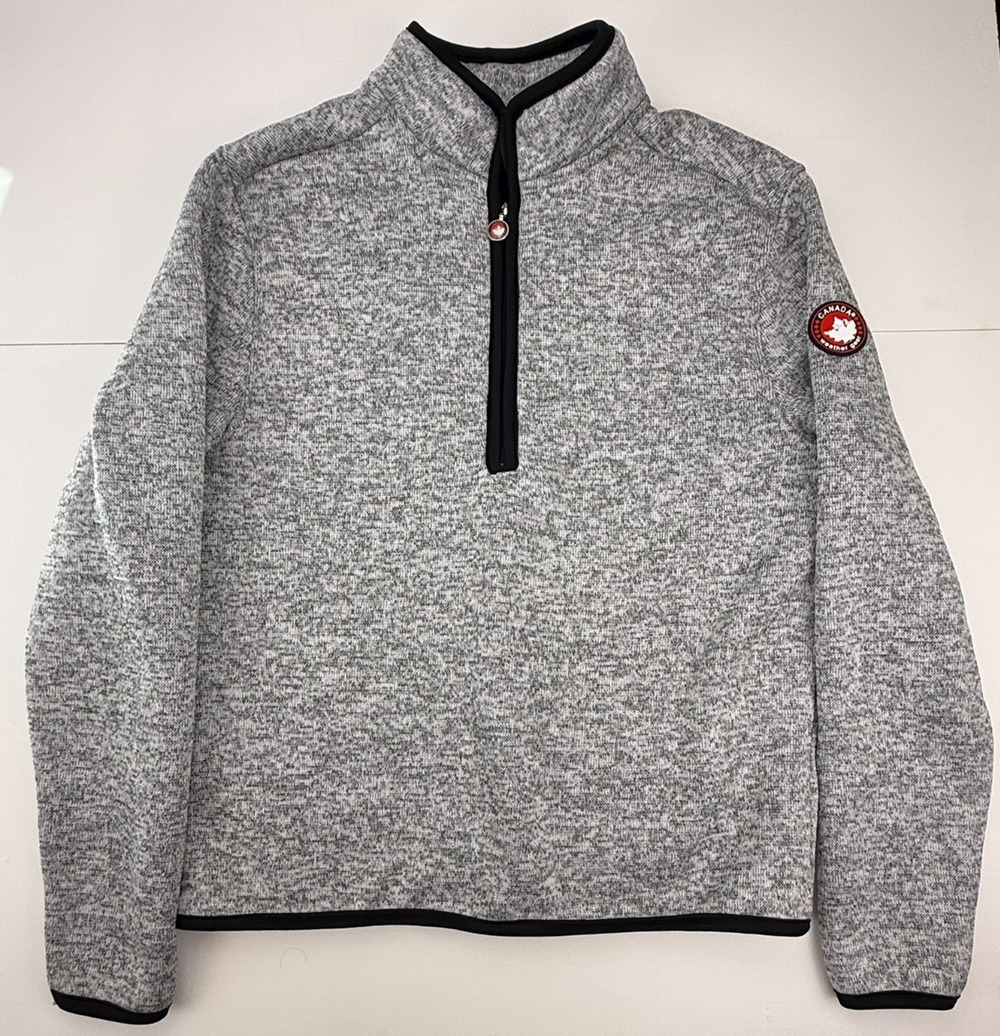 Canada Weather Gear Men Pullover Jacket Size L Large 1/4 Zip Grey Sherpa Lined